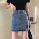 Denim high waist skirt with pants