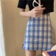 High waist checkered skirt