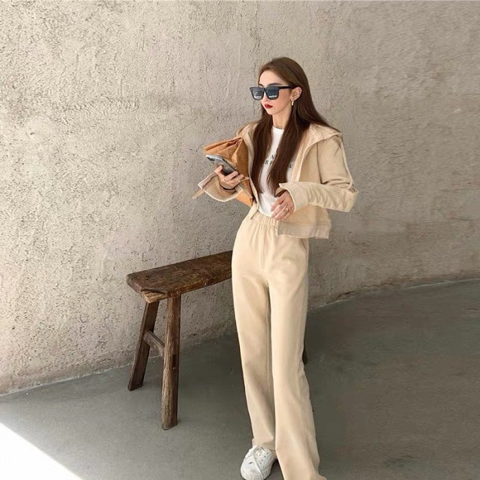 Jacket & stretchable long pants set wear