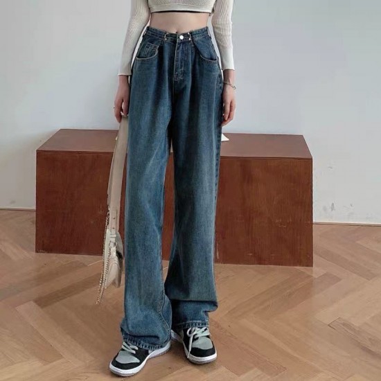 High waist side buckle high waist pants