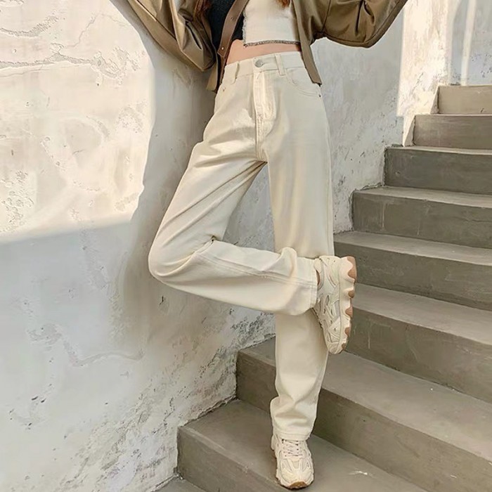 Denim straight high waist pants Denim straight high waist pants