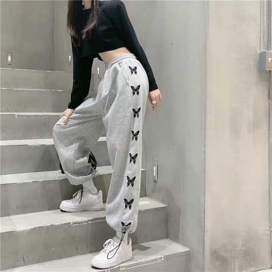 Side butterfly high waist stretchable pants