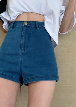 Inky high waist denim shorts