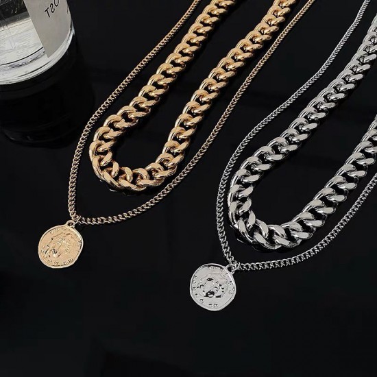 Thick chain & coin necklace