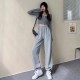 High waist cotton drawstring pants