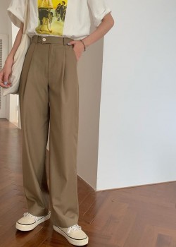 High waist button pants