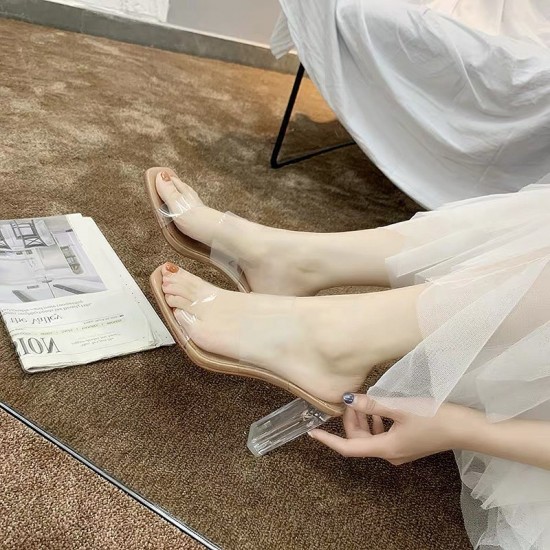 PU transparent high heels