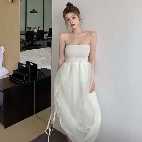 White off shoulder mesh dress