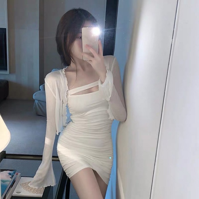 White cardigan & dress set