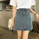 High waist faded denim skirt