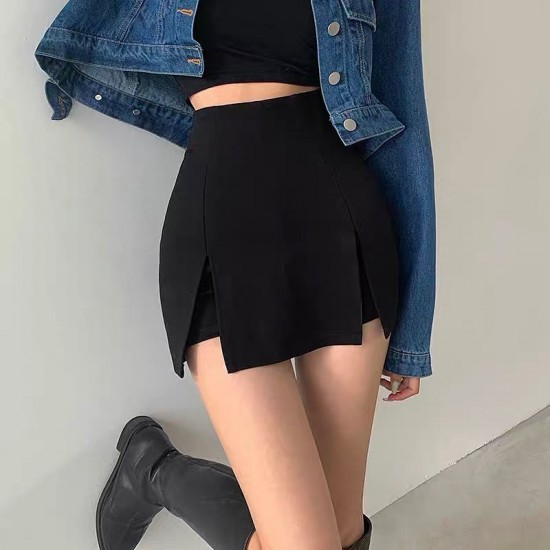 High waist slit skort