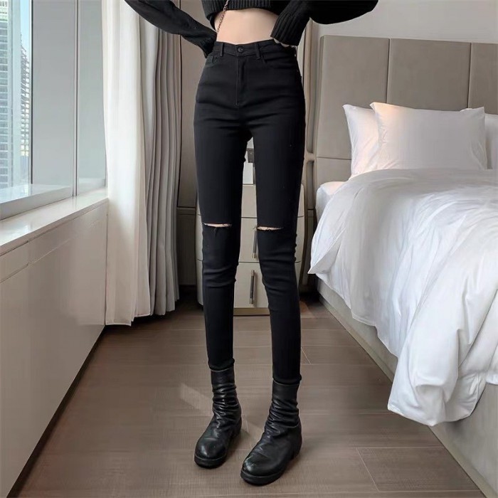 Black high waist ripped pants