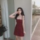 Red velvet dress