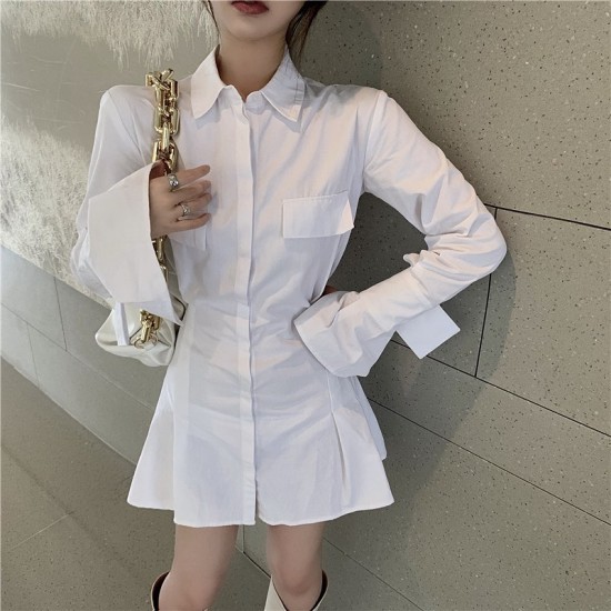 White long sleeve shirt dress