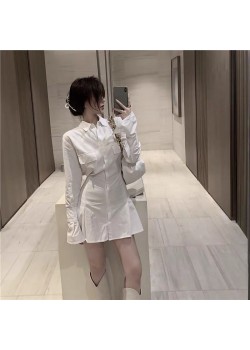 White long sleeve shirt dress