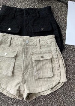 High waist pockets denim shorts