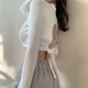 Long sleeve deep V neck crop top