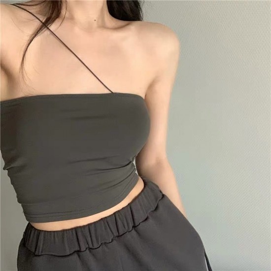 Slanted strap tube top