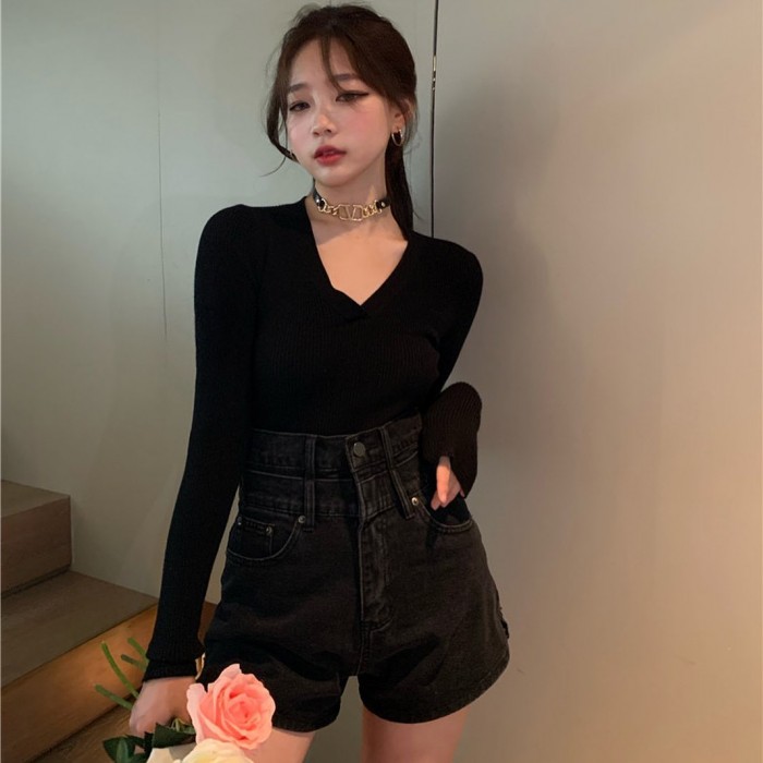 High waist denim shorts