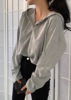 Hoodie long sleeve blouse