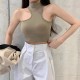 Turtle neck sleeveless crop top