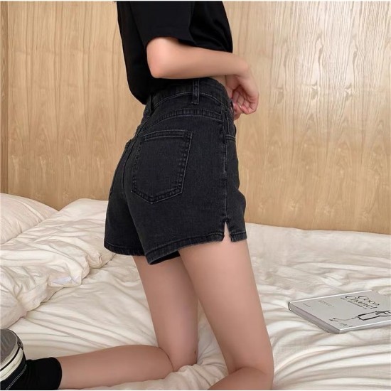 Black high waist denim shorts