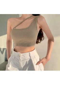 Padded slanted strap top