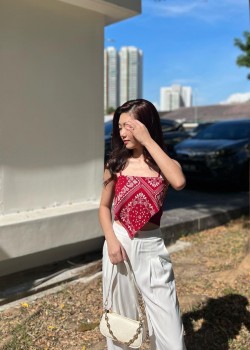 Red boho sleeveless crop top