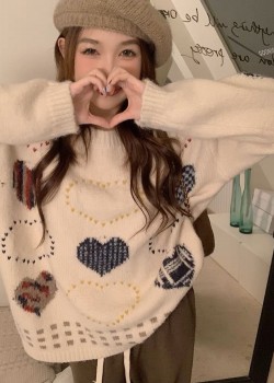 Heart Knitted Oversized Sweater