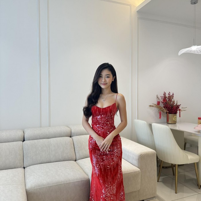 Sleeveless Glitter Long Dress