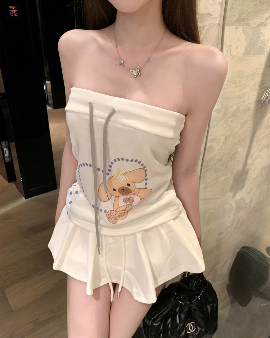 Bear White Tube Top 