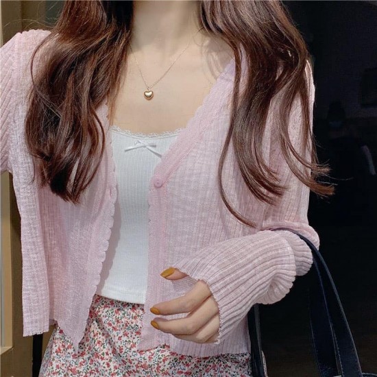 Translucent Crop Cardigan