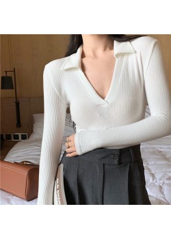 One-piece Knitted V Neck Blouse