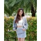 Grey Crop Hoodie, Singlet & Skirt Set Wear (3pcs)