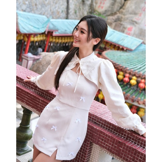 Custom-Made Beige Ribbon Cheongsam