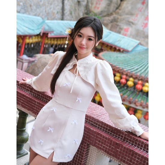 Custom-Made Beige Ribbon Cheongsam