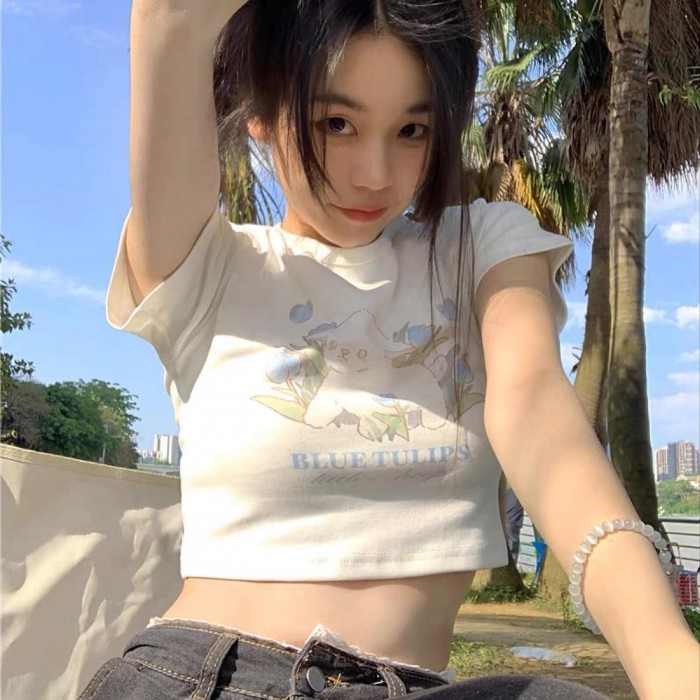 Blue Tulips Crop Top