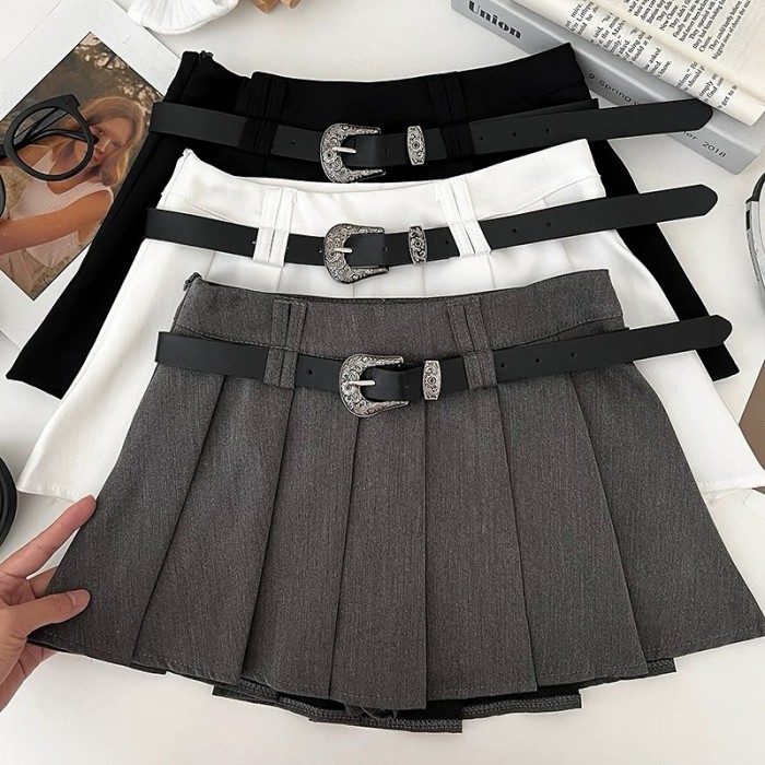 Pleated Skirt with Belt