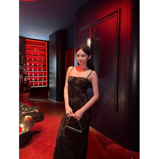 Sleeveless Lace Long Dress