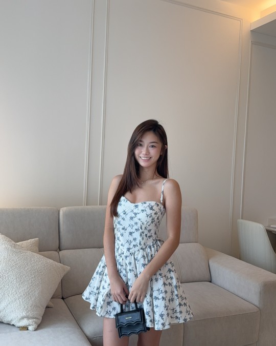 Blue Sleeveless Padded Floral Dress
