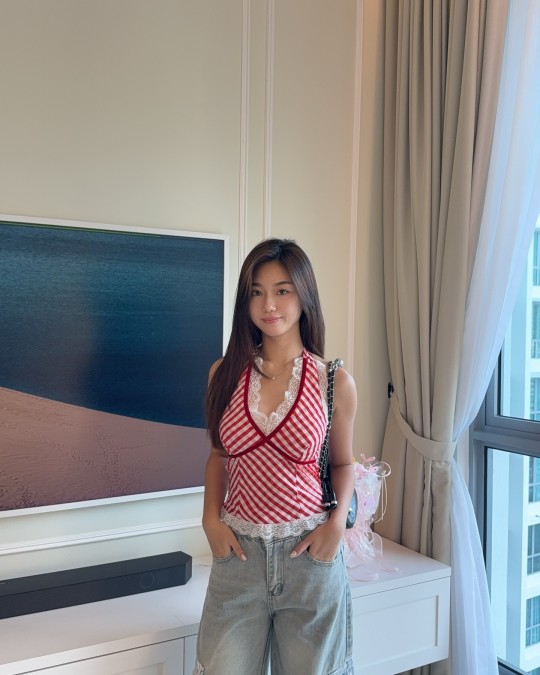 Red Halter Checkered Top