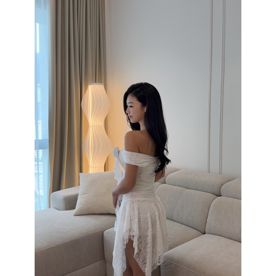 White Lace Off Shoulder Top & Skirt Set