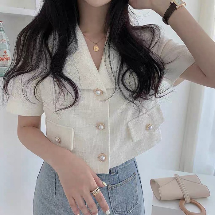 White short sleeve blazer 