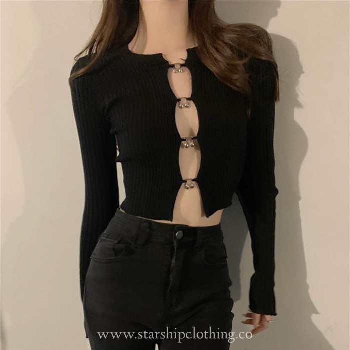 Sexy Knitted Long Sleeve Blouse