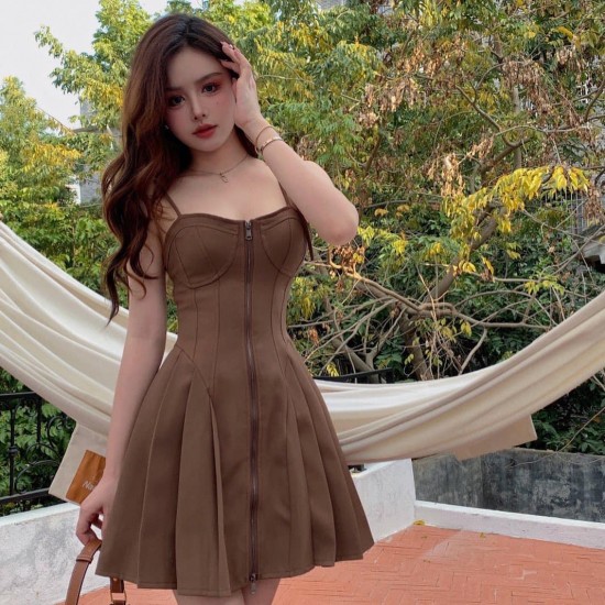 Khaki Self Tie Dress