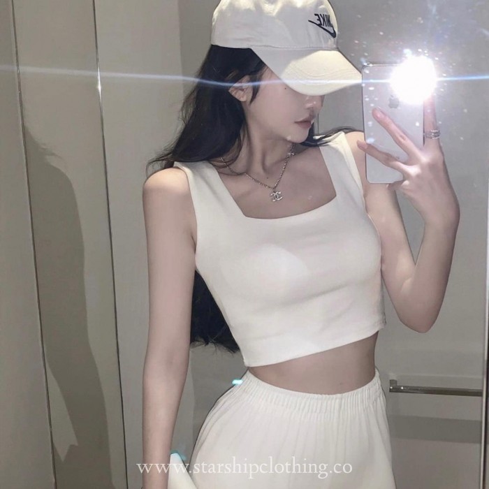 Thick Strap Sleeveless Crop Top