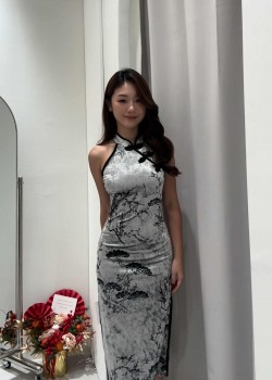 Grey Velvet Cheongsam Dress