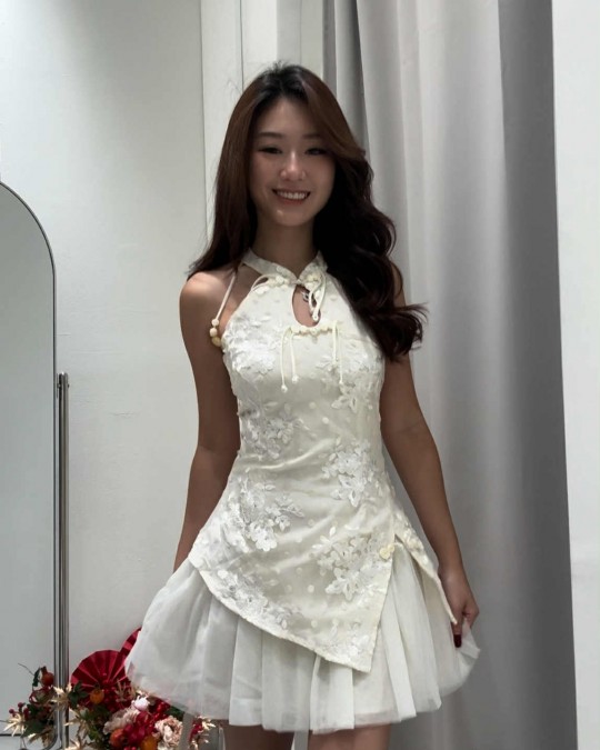 White Mesh Cheongsam