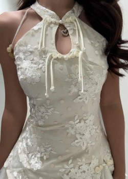 White Mesh Cheongsam