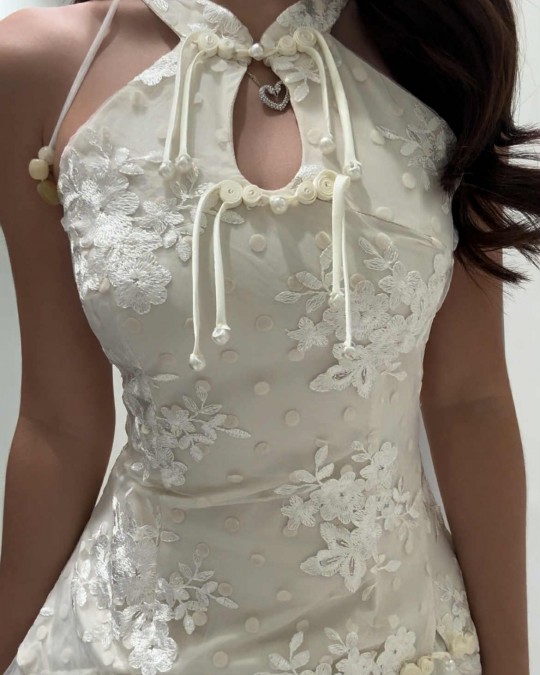 White Mesh Cheongsam